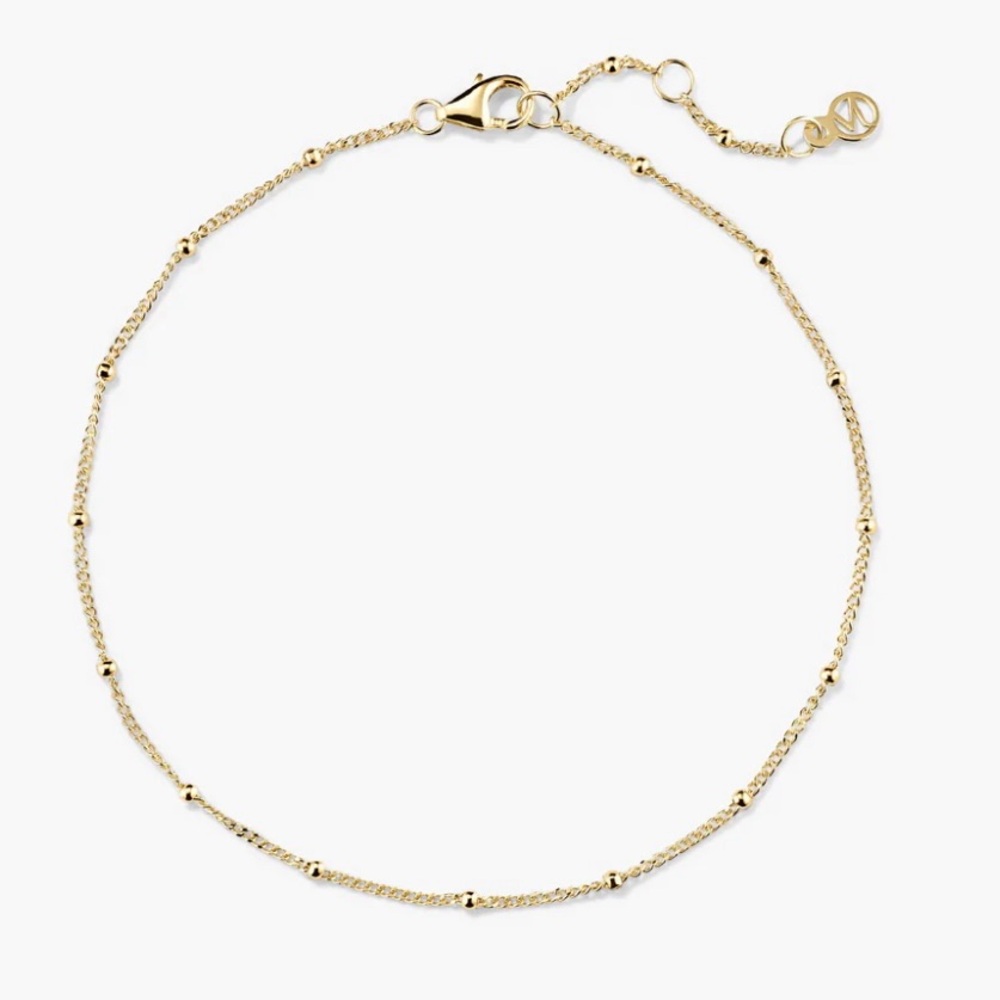 Brand New Mejuri 14k Yellow Gold Beaded Spheres Chain Bracelet